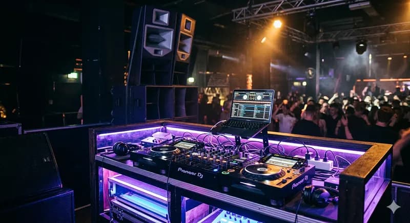 Cabine de DJ no Iate Ben a tocar hits internacionais