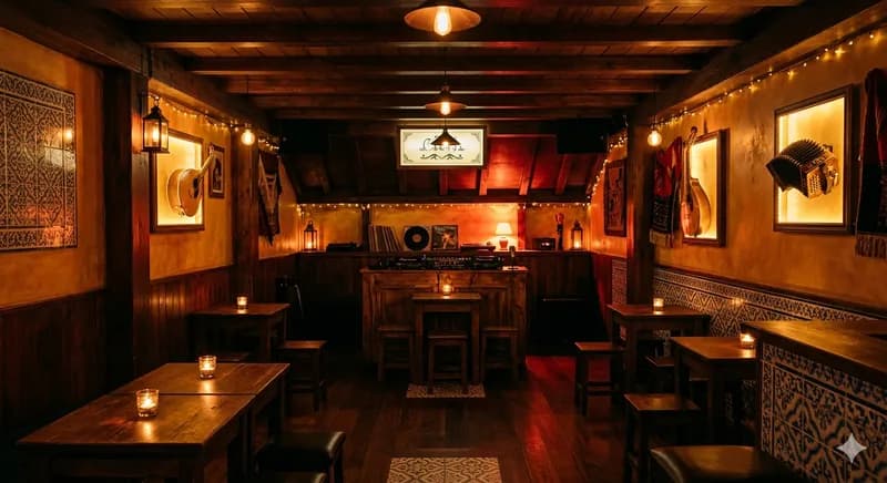 Interior da sala de música local