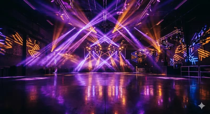 Iluminação atmosférica e vista da pista de dança